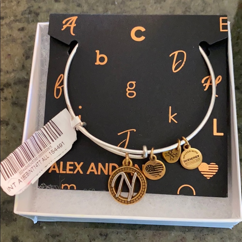 Alex and Ani Initial N Silver Tone and Gold Tone Metal NWTs - Picture 3 of 9